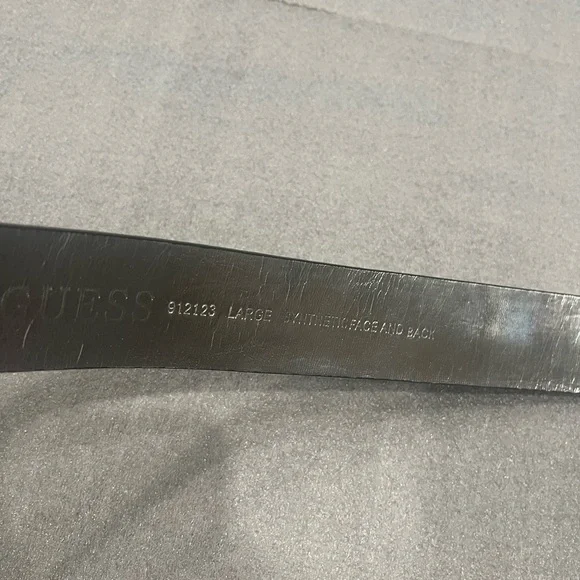 [L/L46”]Guess Black Belt with Silver Buckle and rhinestone Details NWOT - Picture 2 of 6